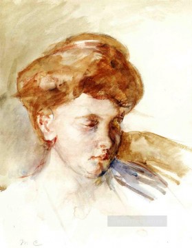 María Cassatt Painting - Cabeza de una joven madres hijos Mary Cassatt